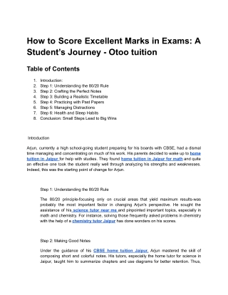 How to Score Excellent Marks in Exams_ A Student’s Journey - Otoo tuition