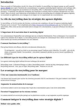 Le rôle du storytelling dans les stratégies des agences digitales