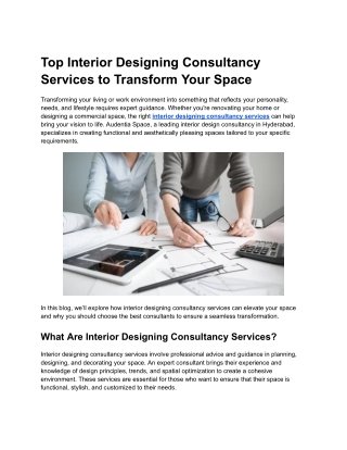 Top Interior Designing Consultancy Services to Transform Your Space