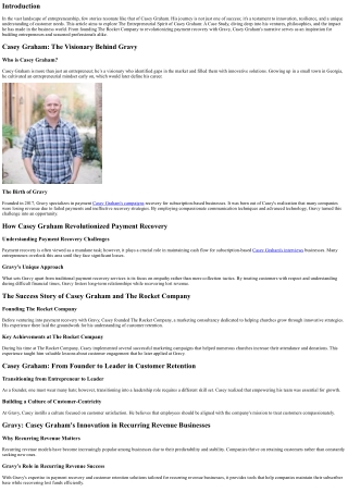 The Entrepreneurial Spirit of Casey Graham: A Case Study