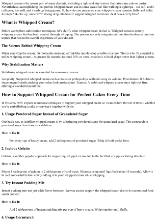 How to Stabilize Whipped Cream for Perfect Cakes Whenever