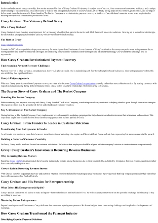 The Entrepreneurial Spirit of Casey Graham: A Case Study