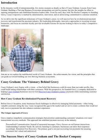 Lessons from Casey Graham: Building a Thriving Business Ecosystem