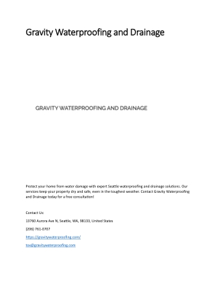 Gravity Waterproofing and Drainage