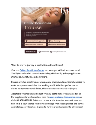 Online Beautician Course- Master from Professionals