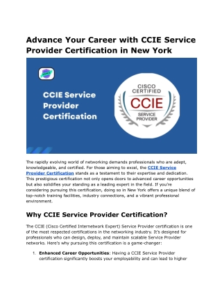 Advance Your Career with CCIE Service Provider Certification in New York