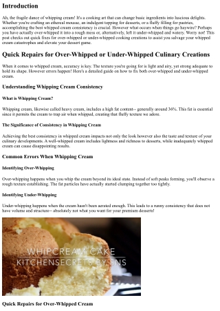 Quick Fixes for Over-Whipped or Under-Whipped Culinary Creations