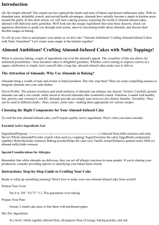 Almond Ambitions! Crafting Almond-Infused Cakes with Nutty Toppings!