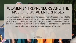 Women Entrepreneurs and the Rise of Social Enterprises