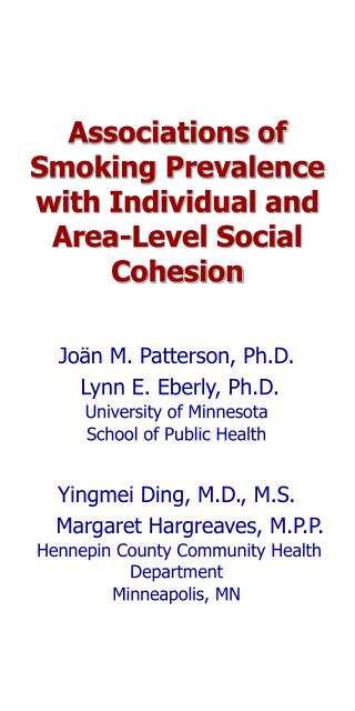 Associations of Smoking Prevalence with Individual and Area-Level Social Cohesion
