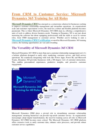 Microsoft Dynamics CRM Certification - Dynamics crm training