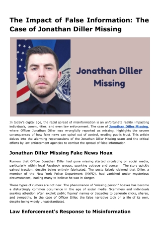 The Impact of False Information: The Case of Jonathan Diller Missing
