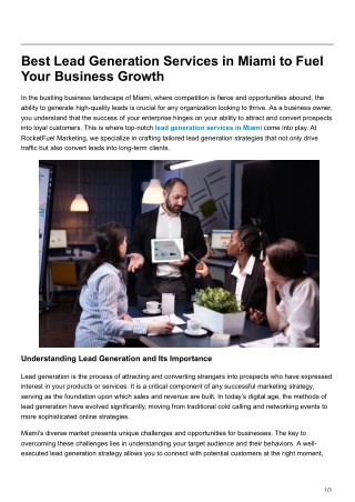 Best Lead Generation Services in Miami to Fuel Your Business Growth