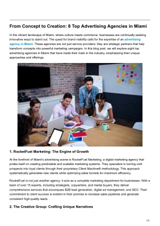 From Concept to Creation 8 Top Advertising Agencies in Miami