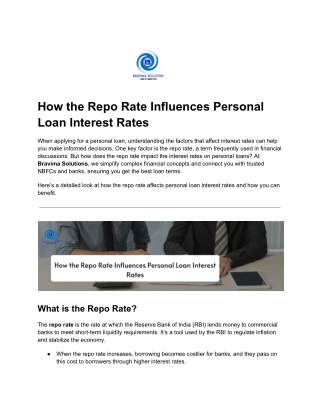 How the Repo Rate Influences Personal Loan Interest Rates