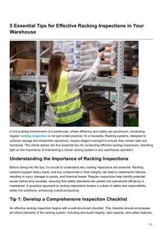 5 Essential Tips for Effective Racking Inspections in Your Warehouse