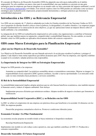ODS como marco estratégico para la planificación empresarial