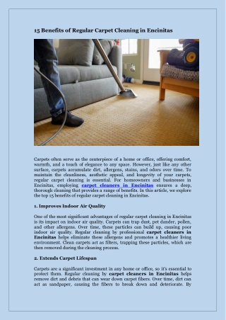 15 Benefits of Regular Carpet Cleaning in Encinitas