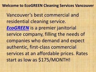 Cleaning Experts in Vancouver Services | EcoGREEN