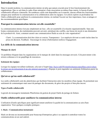 Outils collaboratifs pour améliorer la communication interne