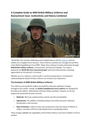 A Complete Guide to WWI British Military Uniforms and Reenactment Gear Authenticity and History Combined