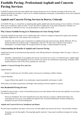 Foothills Paving and Maintenance