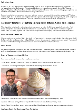 Raspberry Rapture: Indulging in Raspberry-Infused Cakes and Toppings