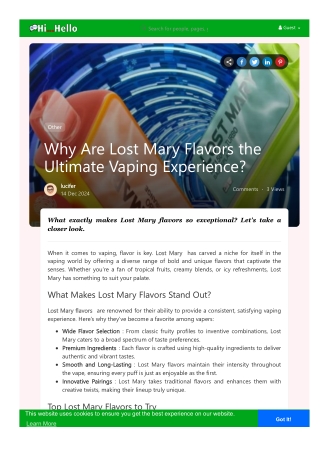 What Makes Lost Mary Flavors a Standout Choice for Vapers?