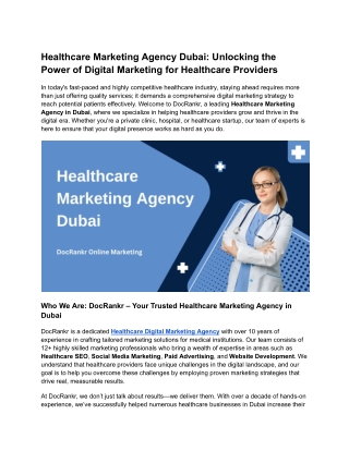 Healthcare Marketing Agency Dubai