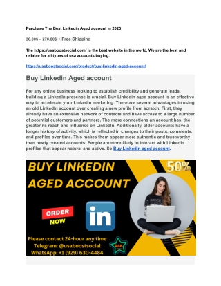 Purchase The Best Linkedin Aged account in 2025