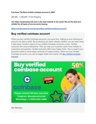 Purchase The Best verified coinbase account in 2025