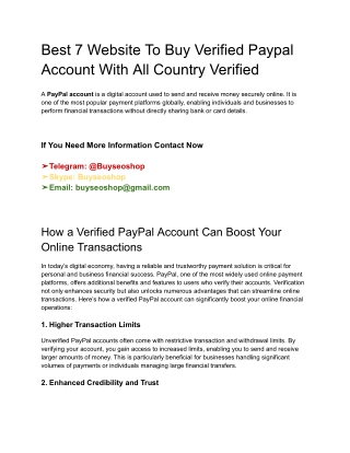 Best 7 Website To Buy Verified Paypal Account With All Country Verified