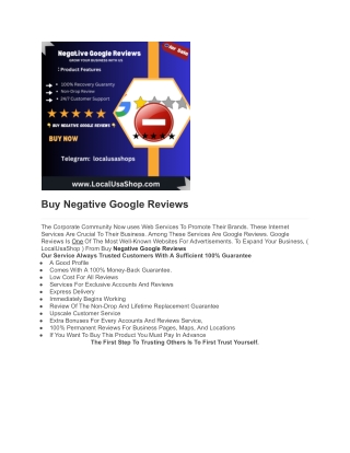 Buy Negative Google Reviews