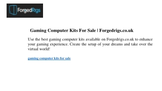 Gaming Computer Kits For Sale Forgedrigs.co.uk
