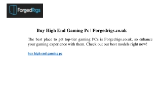 Buy High End Gaming Pc  Forgedrigs.co.uk