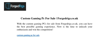 Custom Gaming Pc For Sale Forgedrigs.co.uk