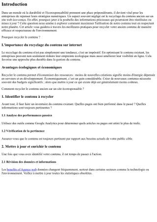 Comment recycler le contenu ancien sur un site écoresponsable ?