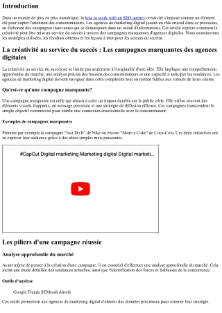 La créativité au service du succès : Les campagnes marquantes des agences digita