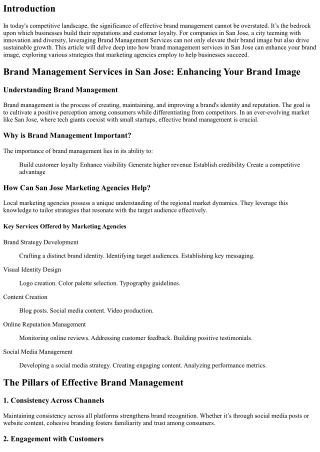 Brand Management Services in San Jose: Enhancing Your Brand Image