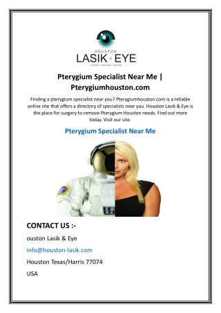 Pterygium Specialist Near Me | Pterygiumhouston.com