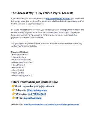 World Best Site To Buy Verified PayPal Accounts In 2025