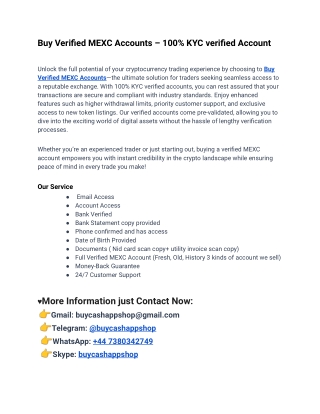 World Best Site To Buy Verified MEXC Accounts In 2025