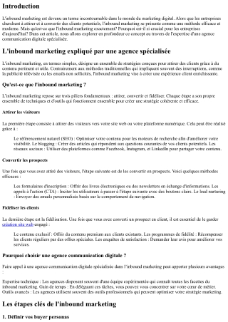 L'inbound marketing expliqué par une agence spécialisée