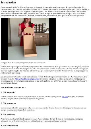 L'impact de la PLV sur le comportement des consommateurs
