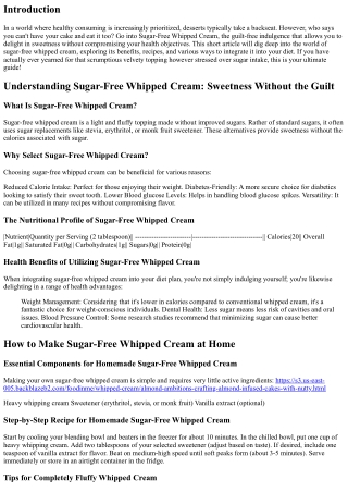 Sugar-Free Whipped Cream: Sweetness Without the Regret