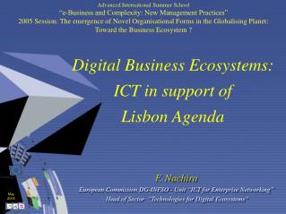 Digital Business Ecosystems: ICT in support of Lisbon Agenda