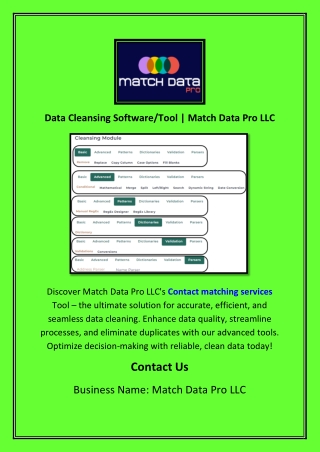 Data Cleansing Software/Tool | Match Data Pro LLC