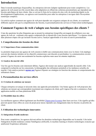 Comment l'agence de web s'adapte aux besoins spécifiques des clients ?