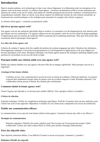 La relation client-agence : construire un partenariat solide