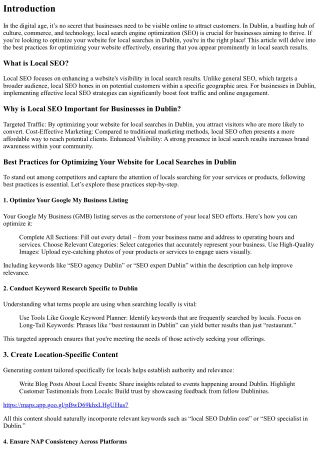 Best Practices for Optimizing Your Website for Local Searches in Dublin